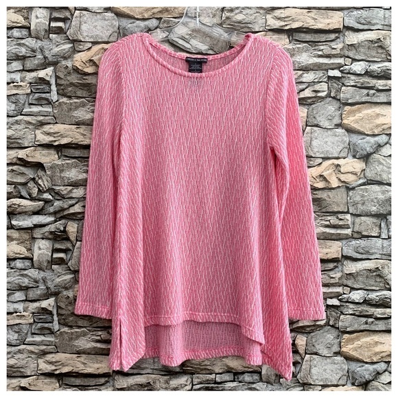 #131 Chelsea & Theodore Pink Knit Sweater Tunic Blouse Top Shirt Women’s Small - Picture 1 of 3